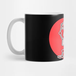 Robot Holding Drum Machine Red Tint Mug